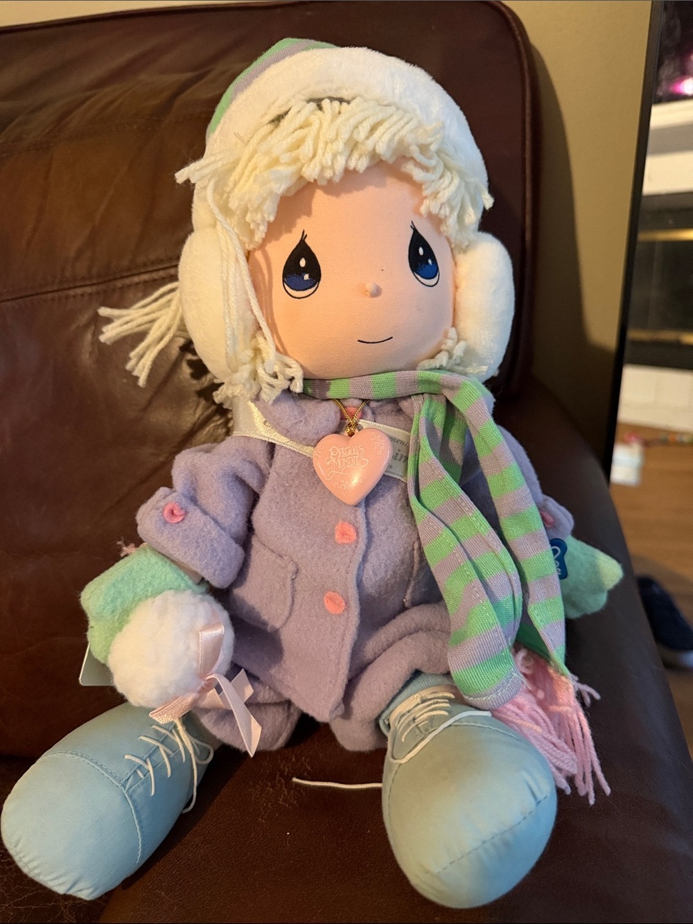Precious Moments Lavender Coat Doll with Mint & Pink Accents